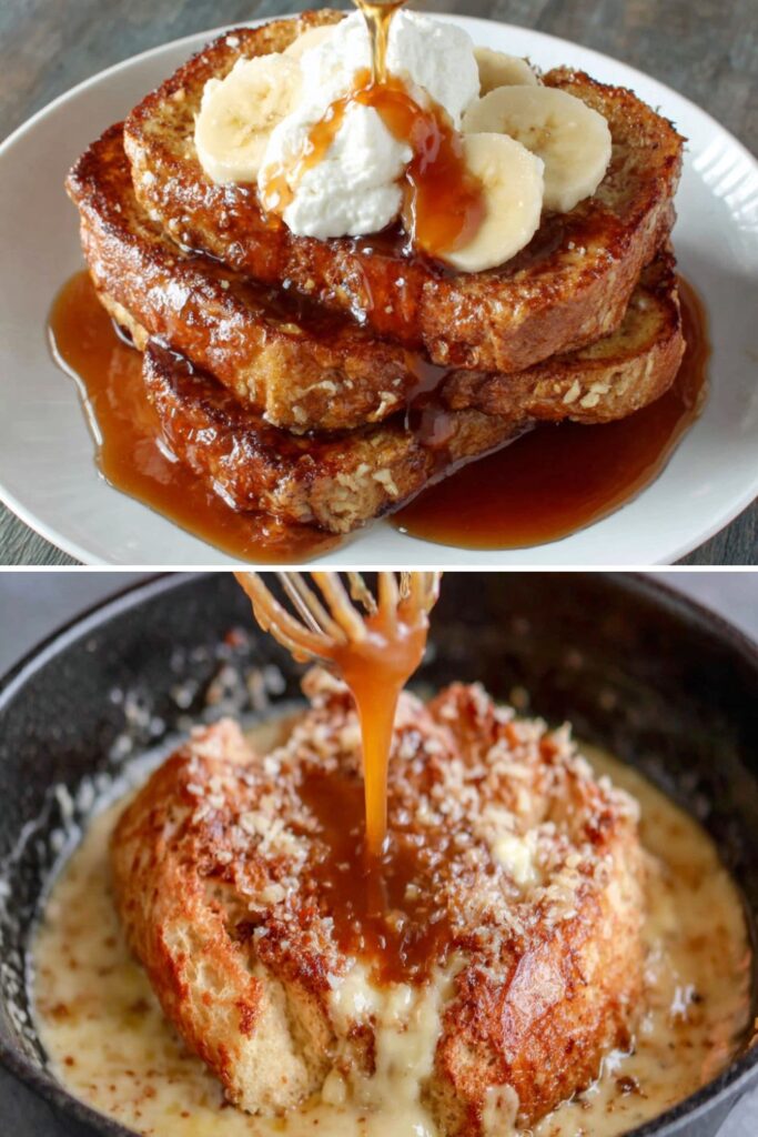 Bobby Flay Bananas Foster French Toast with Whipped Cream Cheese Recipe