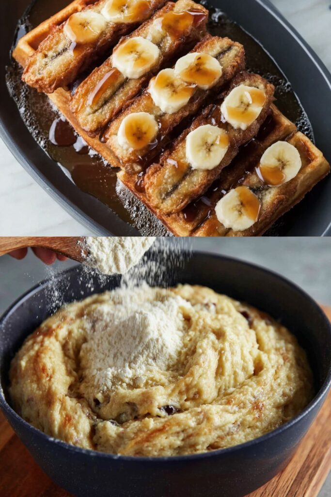 Bobby Flay Banana Bread Waffles with Bananas Foster Sauce Recipe