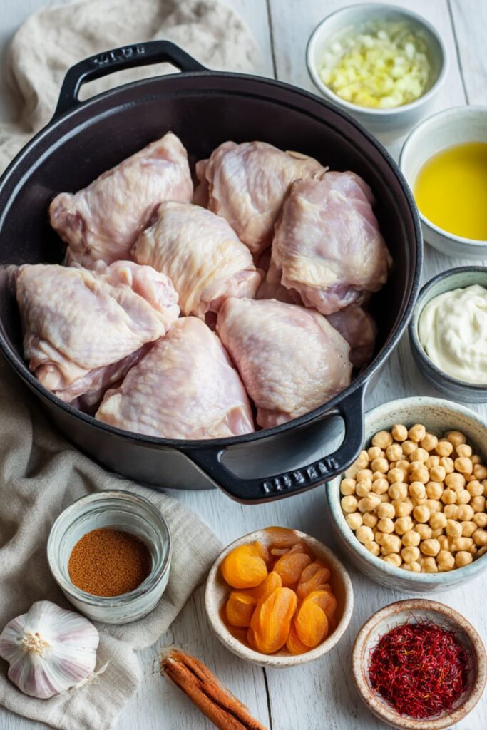 Bobby Flay Chicken and Chickpea Tagine with Apricots and Harissa Sauce