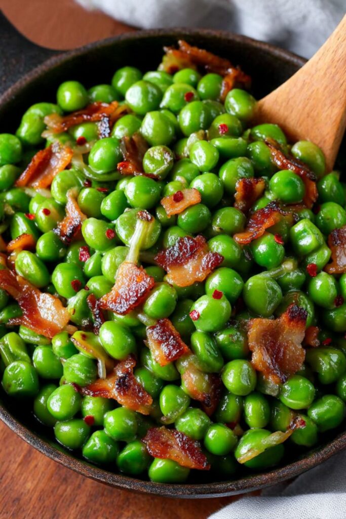 Bobby Flay Peas with Shallots and Pancetta Recipe