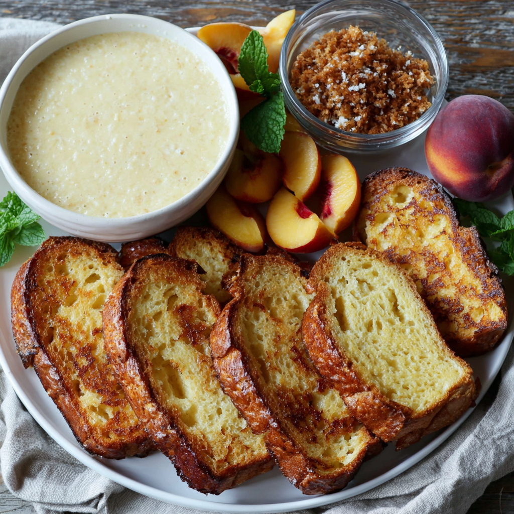 Bobby Flay Pain Perdue with Fresh Peaches and Vanilla Butter Recipe