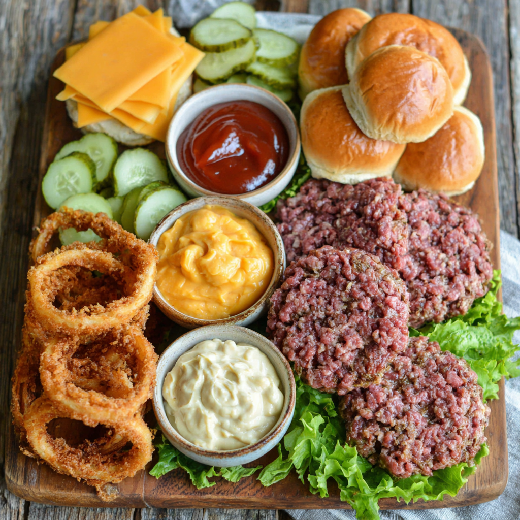 Bobby Flay Hamburger with Double Cheddar Cheese, Grilled Vidalia Onion and Horseradish Mustard Recipe