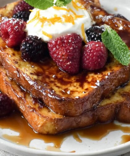 Bobby Flay Bananas Foster French Toast with Whipped Cream Cheese Recipe
