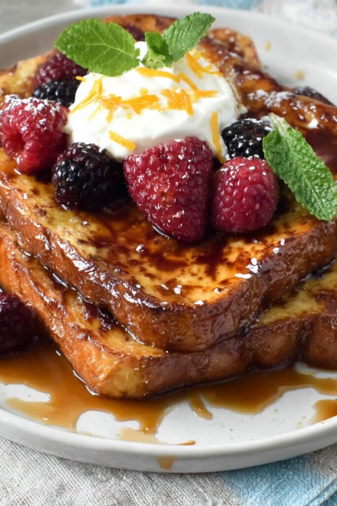 Bobby Flay Bananas Foster French Toast with Whipped Cream Cheese Recipe