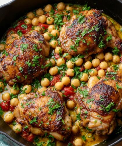 Bobby Flay Chicken and Chickpea Tagine with Apricots and Harissa Sauce