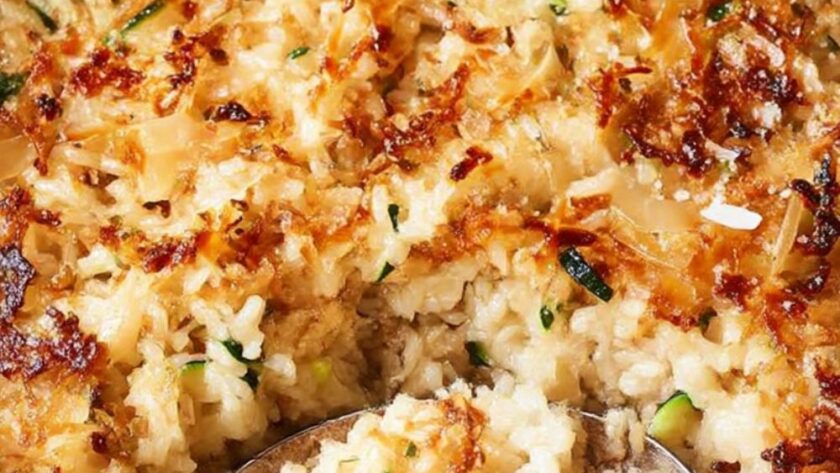 Bobby Flay Crispy Rice with Zucchini and Feta Recipe