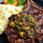 Bobby Flay Grilled Rib Eye Steak with Mango Chimichurri