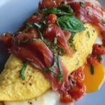 Bobby Flay Omelet with Prosciutto, Roasted Peppers, Fresh Mozzarella, Basil Recipe