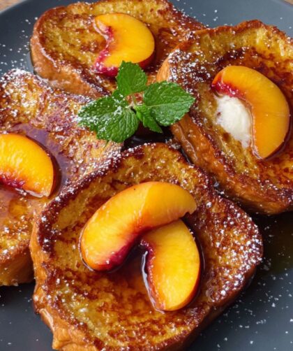 Bobby Flay Pain Perdue with Fresh Peaches and Vanilla Butter Recipe