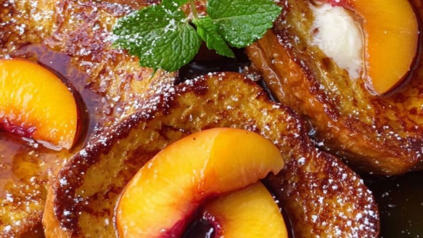 Bobby Flay Pain Perdue with Fresh Peaches and Vanilla Butter Recipe