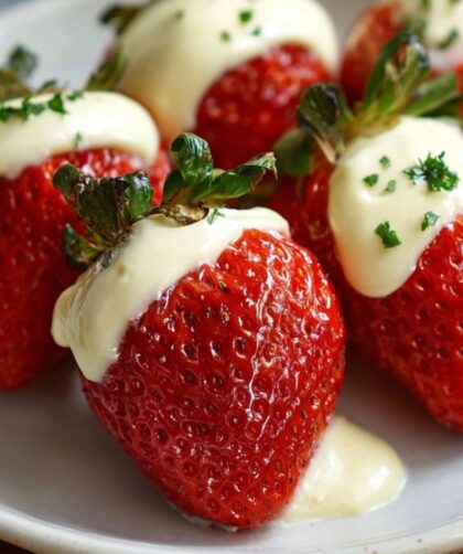 Bobby Flay Strawberries Filled with “Clotted” Cream Recipe