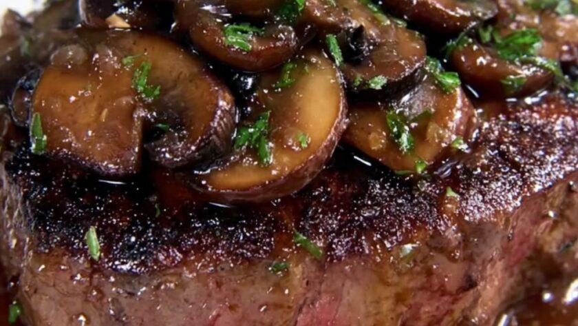 Bobby Flay Tenderloin of Beef in Mushroom, Mustard and Red Wine Sauce Recipe